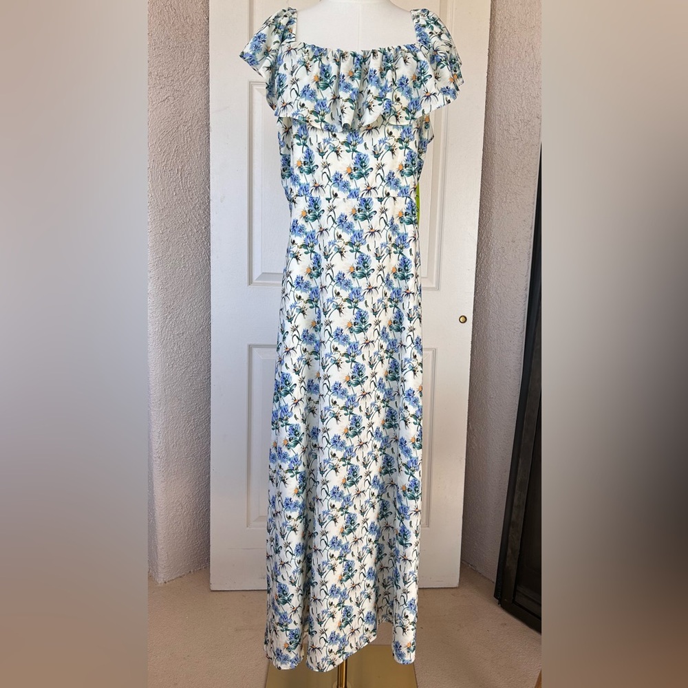 Sam Edelman Ivory Floral Ruffle Neck Maxi Dress Size 1X